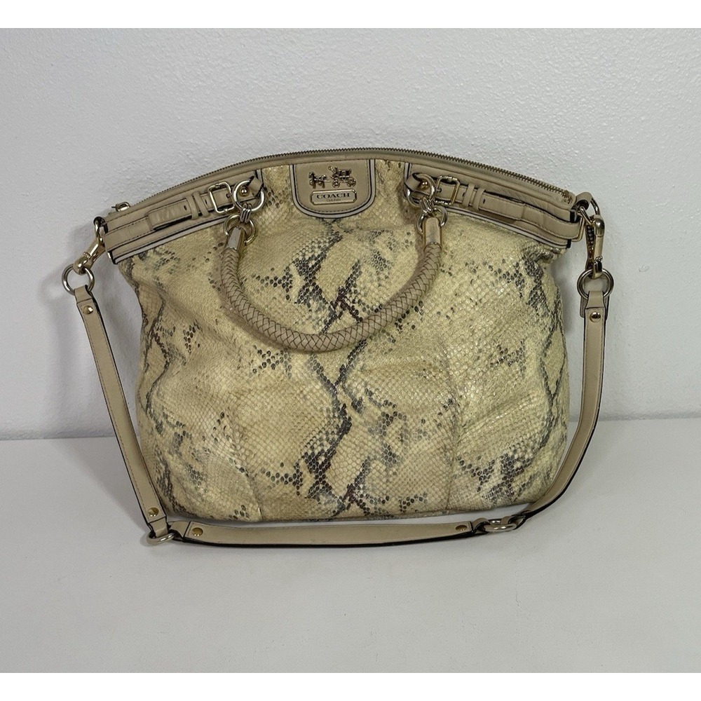 Coach Madison Lindsey Ltd Ed Python Embossed Leather Satchel Shoulder Bag Purse